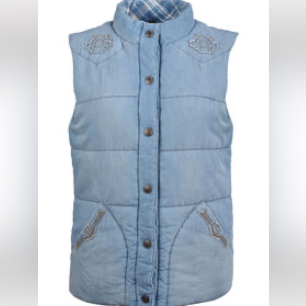 STS Ranchwear Mesa Denim Vest with Aztec Embroidery XS